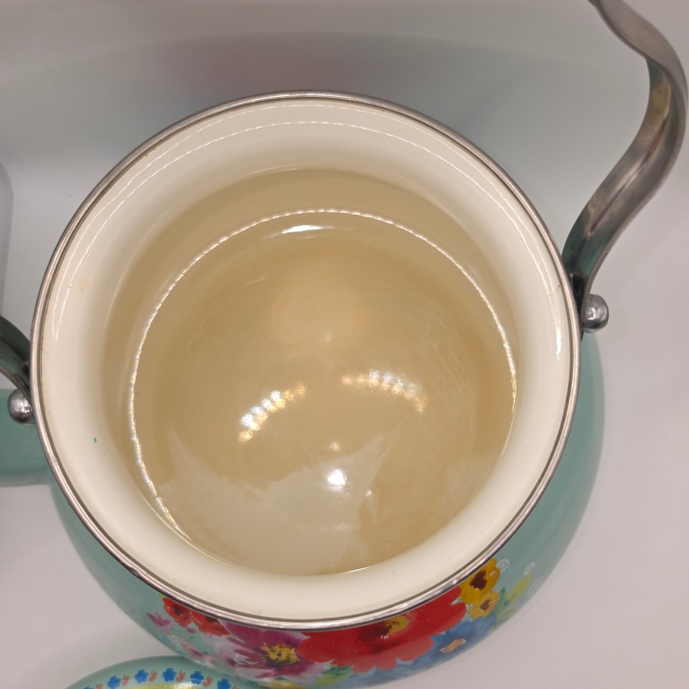 The Pioneer Woman Breezy Blossom Teal Floral Enamel on Steel Tea Kettle - Picture 8 of 10